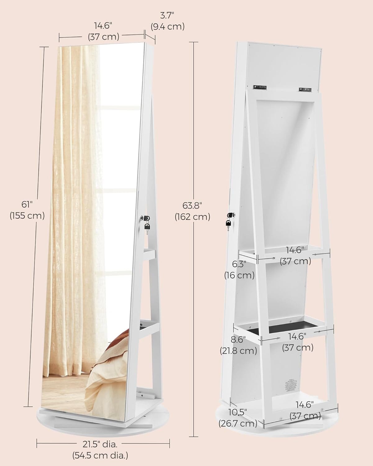 Mirror with Shelf and Jewelry Box