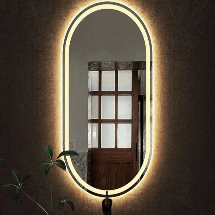 Frosted Oval Mirror with Warm LED - 60x150cm Woodglass Oval