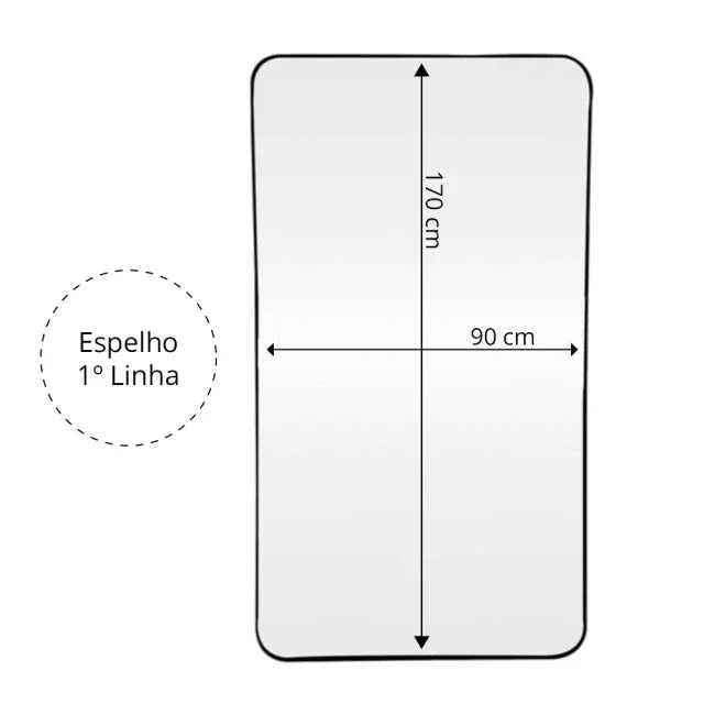 Full-Length Rectangular Mirror with Rounded Edges I 170x90cm