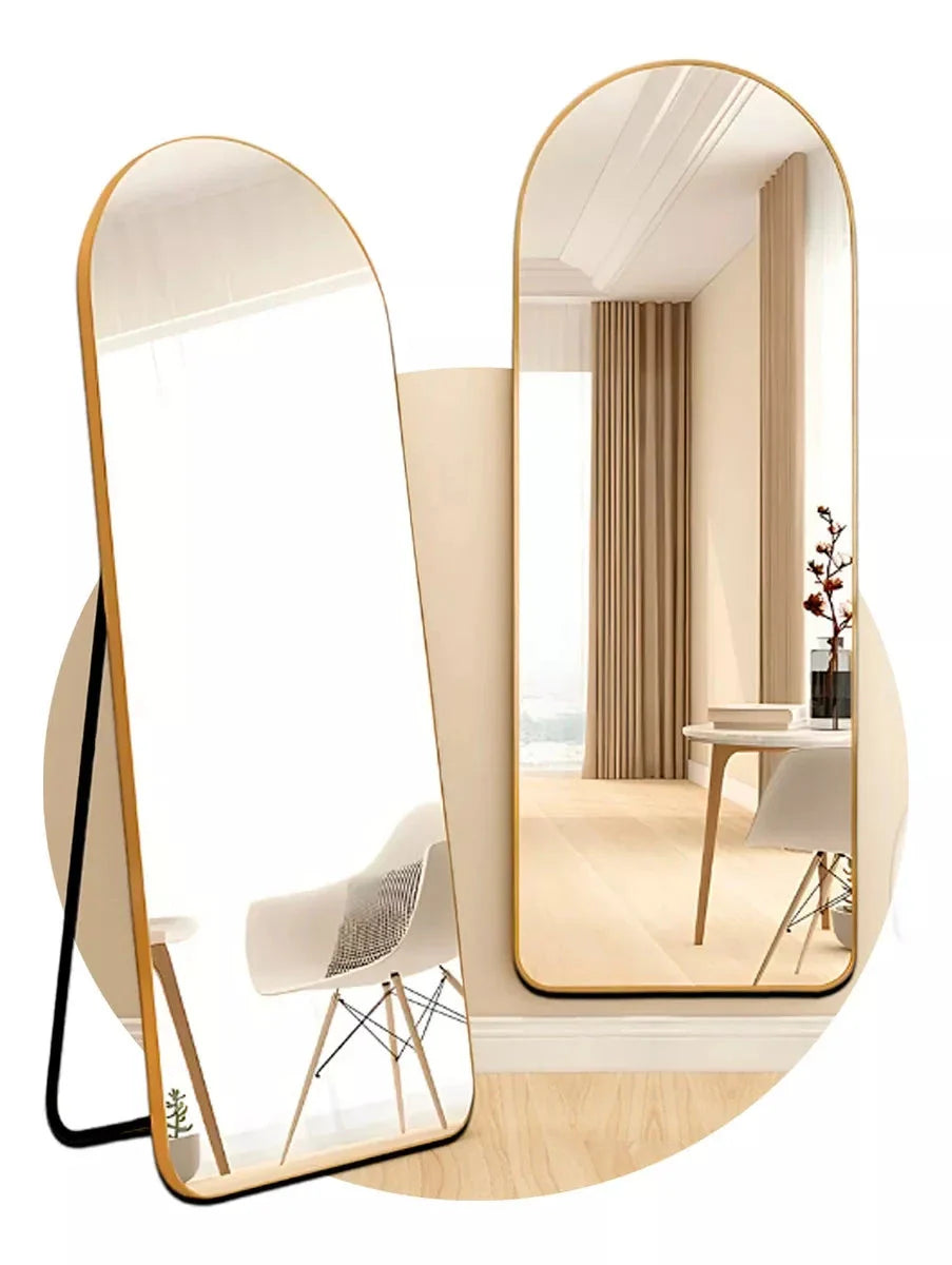 Large Pinterest Mirror with Support and Golden Frame