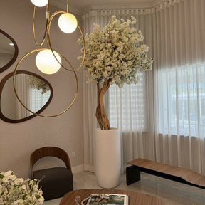 Matt Beige St. Tropez Vase with White Cherry Blossom Tree