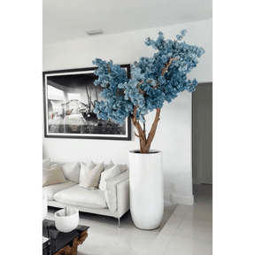 Jarrón St. Tropez blanco mate con diseño de flor de cerezo azul