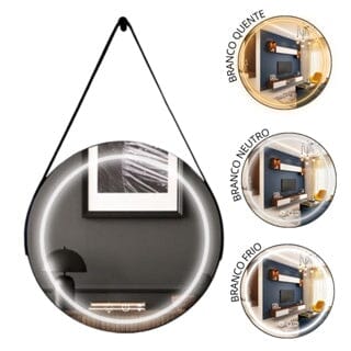 Round LED Mirror 3 Colors with Adnet Strap 45 CM